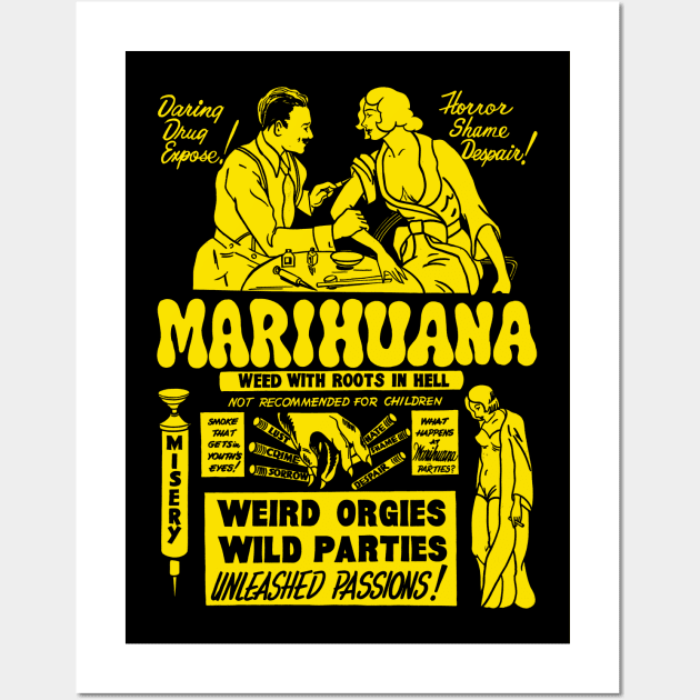 Marihuana: Weed with Roots in Hell (yellow) Wall Art by The Video Basement